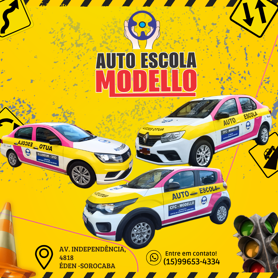 Frota de carros da Auto Escola Modello — Renault Logan, Sandero e Fiat Kwid